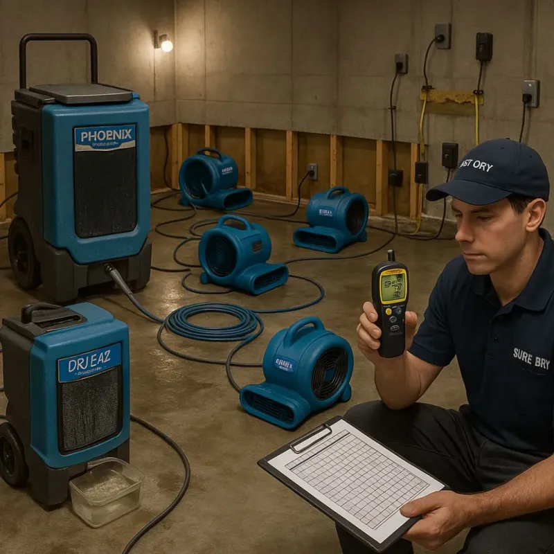 Structural Drying and Dehumidification process in Bryant, AR